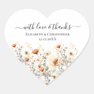Adesivos de Favor de Casamento Bege Flores Silvest