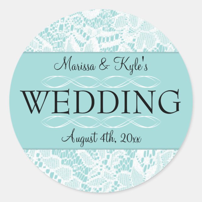 Adesivos de Favor de Casamento com Acentos de Lace (Frente)