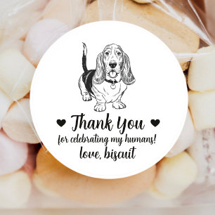 Adesivos de Favor de Casamento de Cachorro Basset 