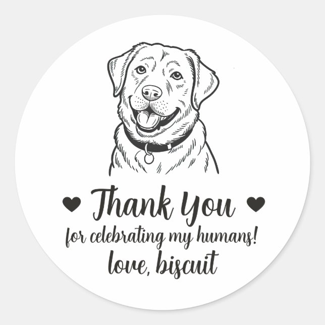 Adesivos de Favor de Casamento de Cachorro Labrado (Frente)