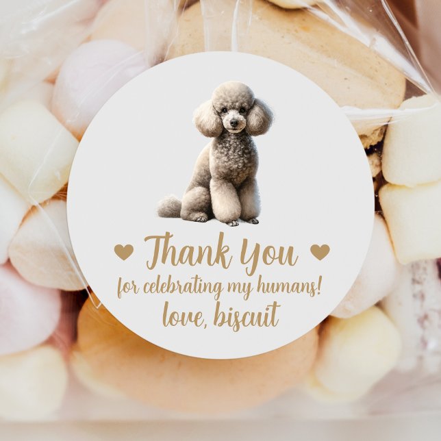 Adesivos de Favor de Casamento de Cachorro Poodle  (Criador carregado)