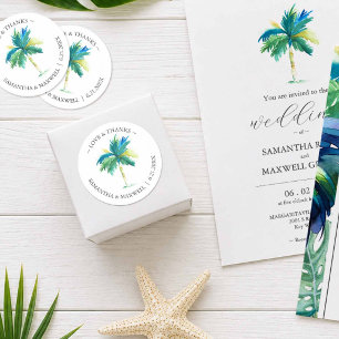 Adesivos de Favor de Casamento em Destino Tropical