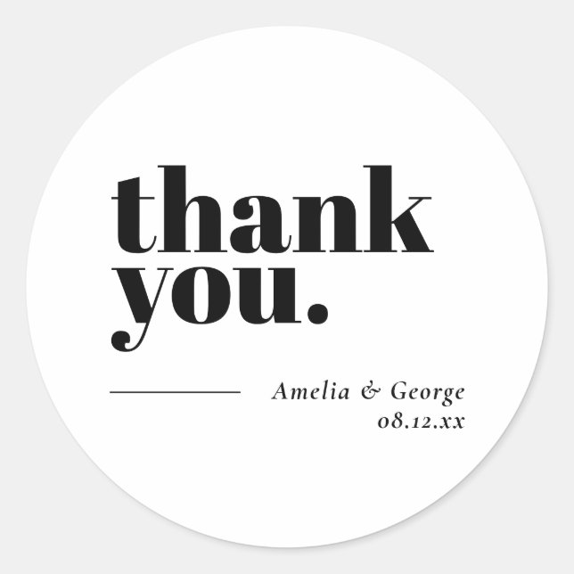 Adesivos de Favor de Casamento Obrigada Minimalist (Frente)