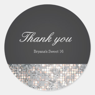 Adesivos de Favor de Casamento Preto Glam Sparkle 