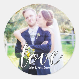 Adesivos de Favor de Casamento Tipografia Branca L