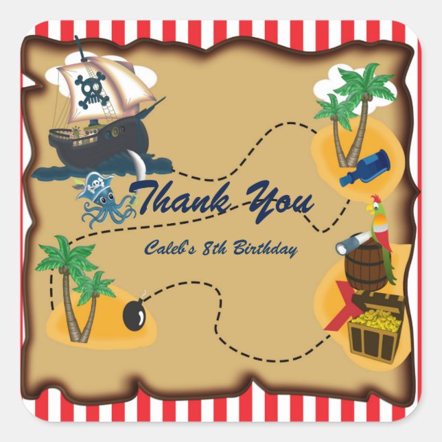 Adesivos de Favor de Festa de Aniversário do Mapa  (Frente)