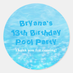 Adesivos de Favor de Festa de Piscina de Verão na 