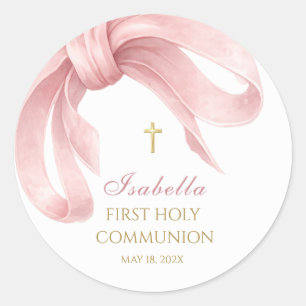 Adesivos de Favor de Primeira Comunhão com Laço Ro