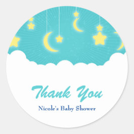 Adesivos de Favor para Chá de Bebê Estrelas Lua e
