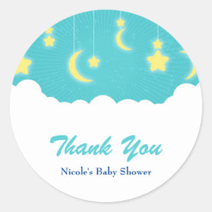 Adesivos de Favor para Chá de Bebê Estrelas Lua e 