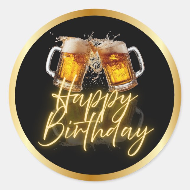 Adesivos de Feliz Aniversário de Cerveja (Frente)