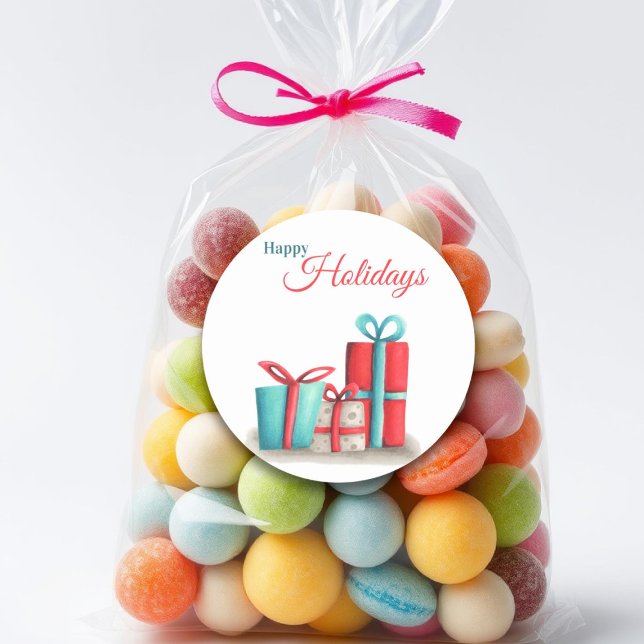 Adesivos de felizes festas com presentes para negó (Criador carregado)