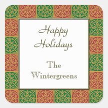 Adesivos de férias vermelhos e verdes personalizad