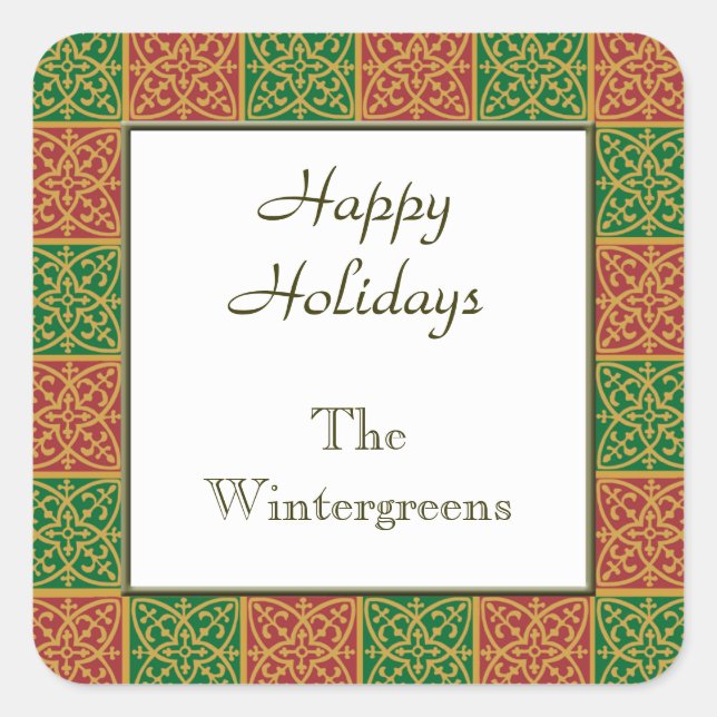 Adesivos de férias vermelhos e verdes personalizad (Frente)