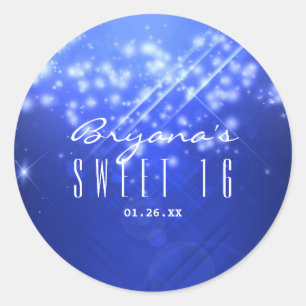 Adesivos de Festa com Brilho Azul Glam Club Vibe