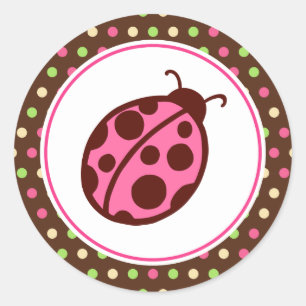 Adesivos de festa da joaninha rosa