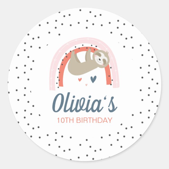 Adesivos de Festa de aniversário Arco-Íris (Frente)