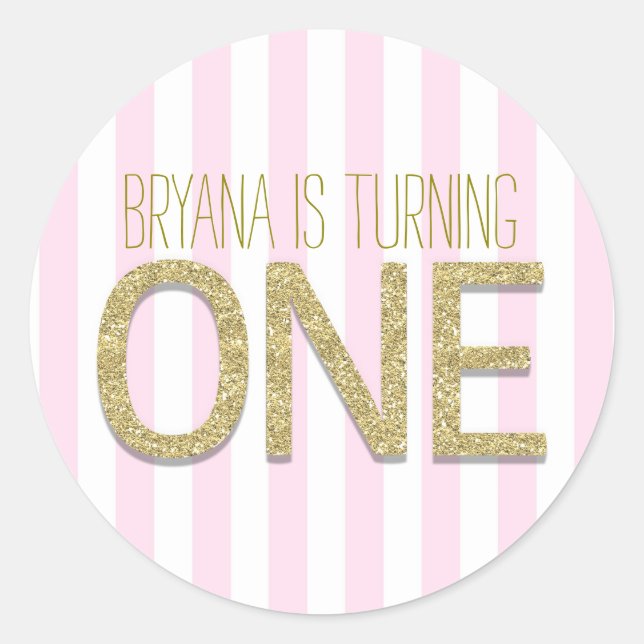 Adesivos de Festa de Aniversário de 1 ano com Bril (Frente)