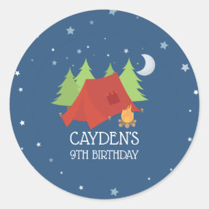 Adesivos de festa de aniversário de camping