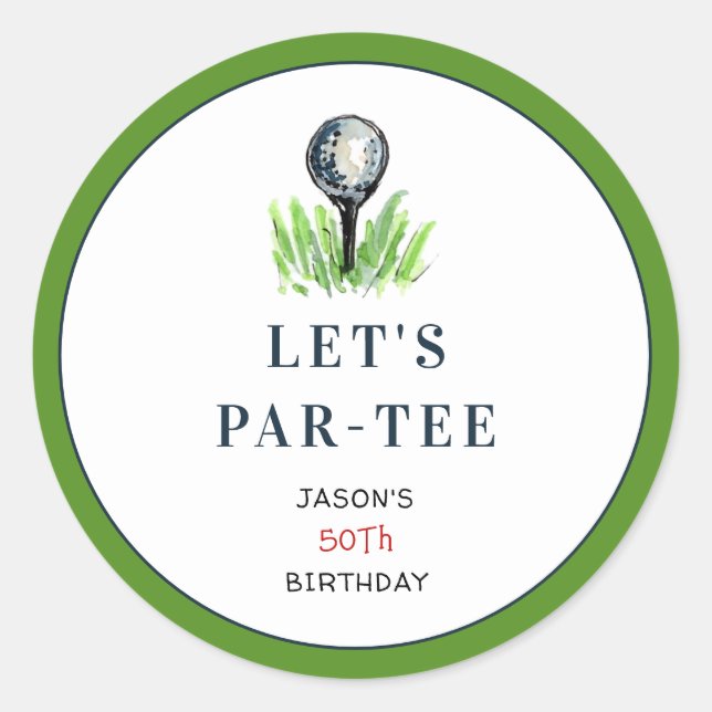 Adesivos de festa de aniversário de golfe PAR-TEE (Frente)
