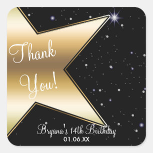 Adesivos de festa de aniversário preto dourado de 