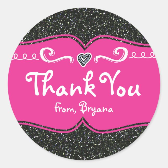 Adesivos de Festa de aniversário rosa quente e bri (Frente)