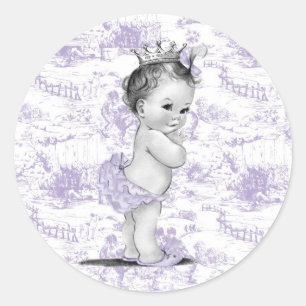 Adesivos de festa de bebê em roxo lavanda vintage