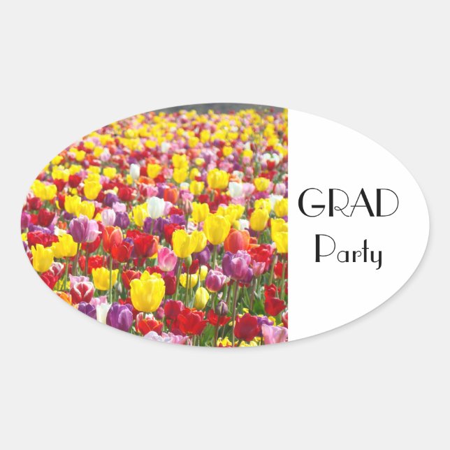 Adesivos de festa de GRAD Tulipa Flores Graduação (Frente)