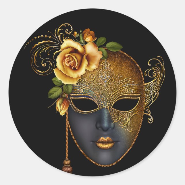 Adesivos de Festa de Mascarada Ouro Preto (Frente)