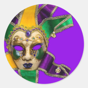 Adesivos de Festa de Máscaras Verde Roxo Dourado