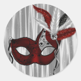 Adesivos de Festa de Máscaras Vermelho Elegante