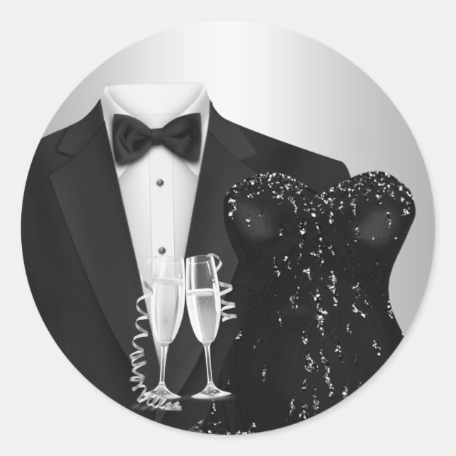 Adesivos de Festa de Vestido Preto Tuxedo de Champ (Frente)