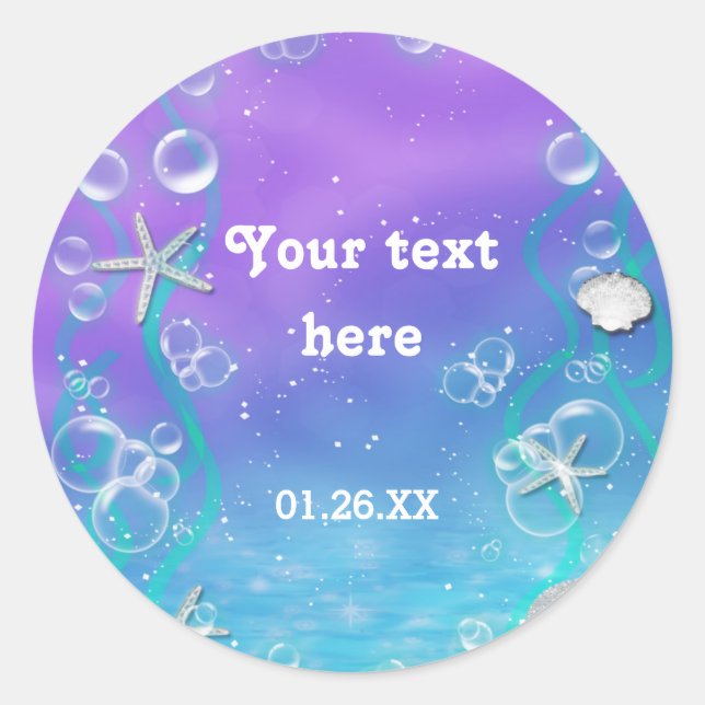 Adesivos de Festa Mágica de 16 Anos Sob o Mar (Frente)