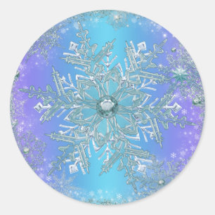 Adesivos de Floco de Neve Azul Turquesa Roxo Elega