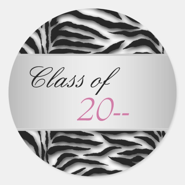 Adesivos de Formatura de Zebra Rosa Elegante (Frente)