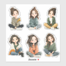 Adesivos de Garota Chibi Relaxada