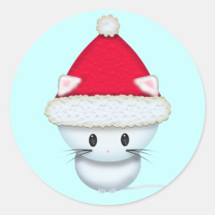 Adesivos de Gatinho de Natal Fofo com Chapéu do Pa