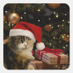 Adesivos de Gatinho do Papai Noel Calico