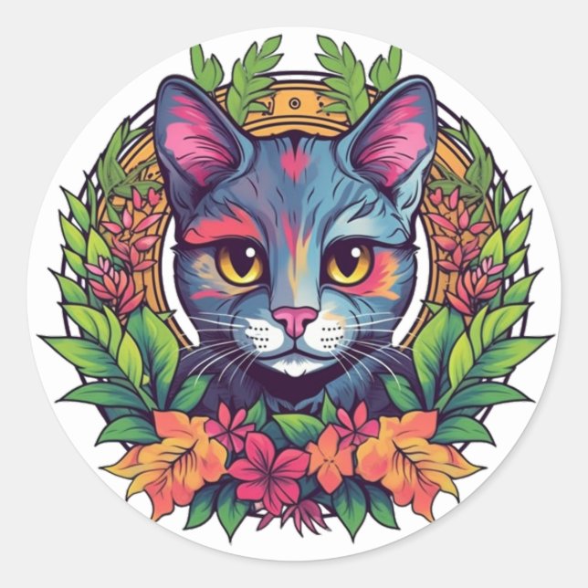 Adesivos de Gato Colorido (Frente)