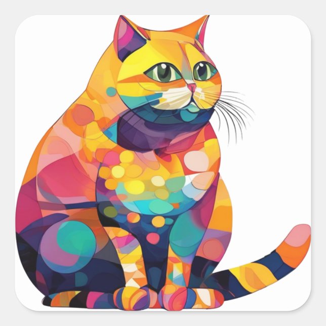 Adesivos de Gato Coloridos (Frente)