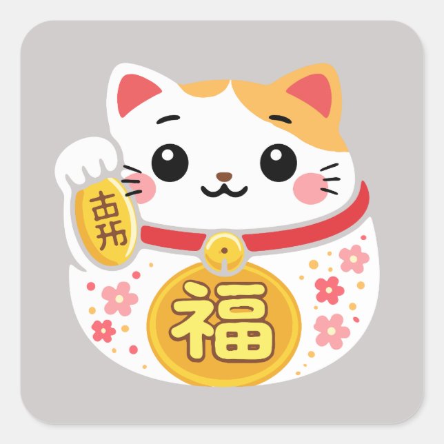 Adesivos de gato da sorte Maneki Neko (Frente)