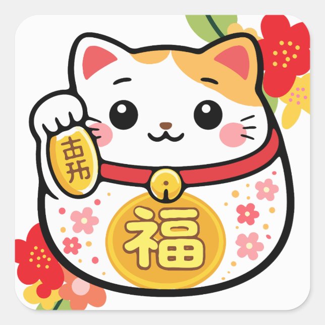 Adesivos de gato da sorte Maneki Neko (Frente)