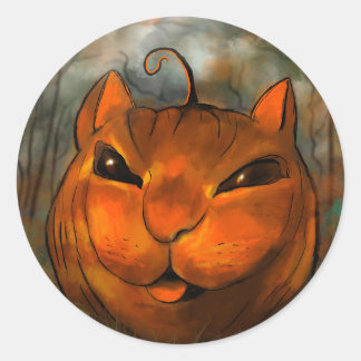 Adesivos de Gato de Abóbora de Halloween