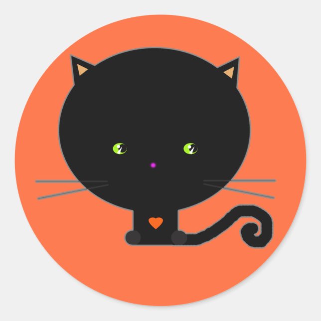 Adesivos de Gato Preto de Halloween (Frente)