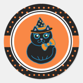 Adesivos de Gato Preto Retro Feliz Halloween
