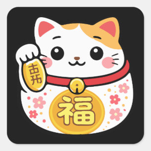 Adesivos de gato sortudo Maneki Neko