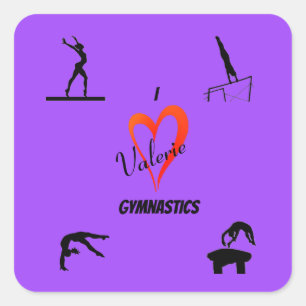 Adesivos de Ginástica Feminina "Eu Amo Ginástica"