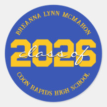 Adesivos de graduação personalizados azuis e Doura