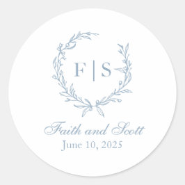 Adesivos de Grinalda de Monograma Azul Claro