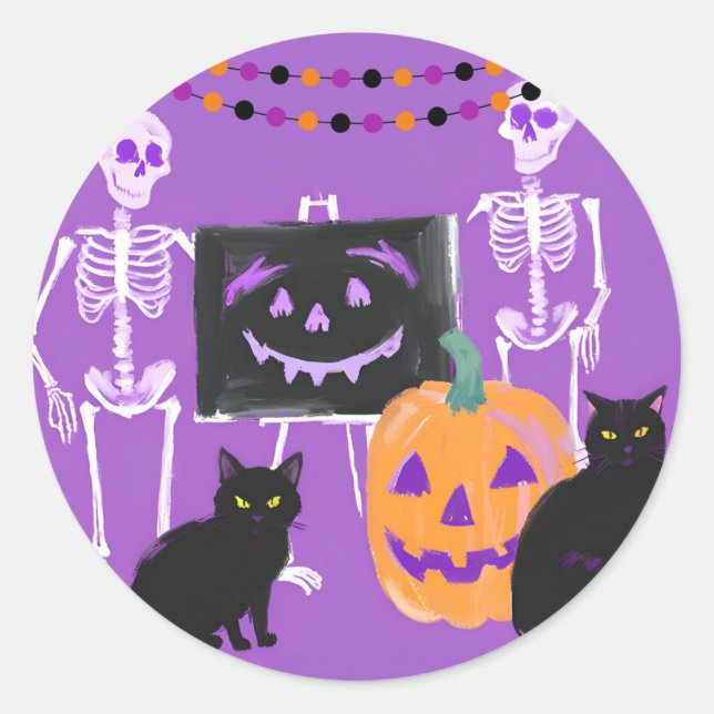 Adesivos de Halloween com tema Roxo (Frente)